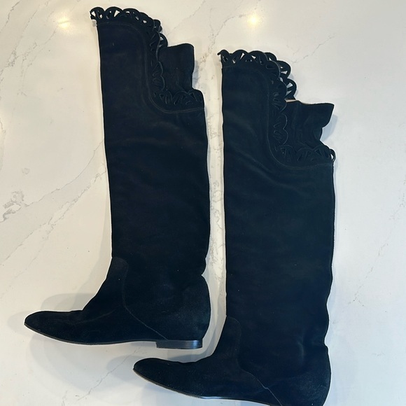 Chloe Shoes - Chloe Suede Over the Knee Laser Cut Boots Size 40